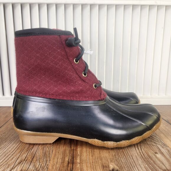 Sperry Saltwater Emboss Woolcord Women's 6.5 M Red Insulated Duck Boots STS85836 - Picture 2 of 13
